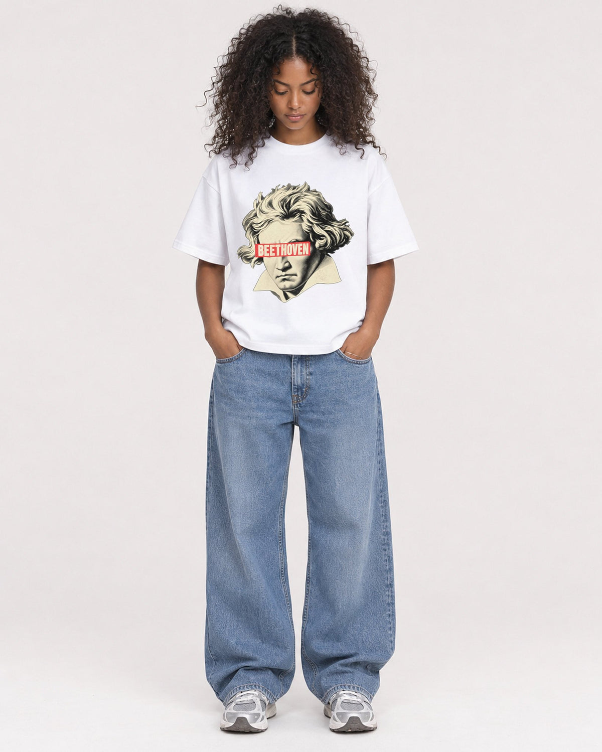 Mockup Boxy Heavyweight Tee White female full-body 05
