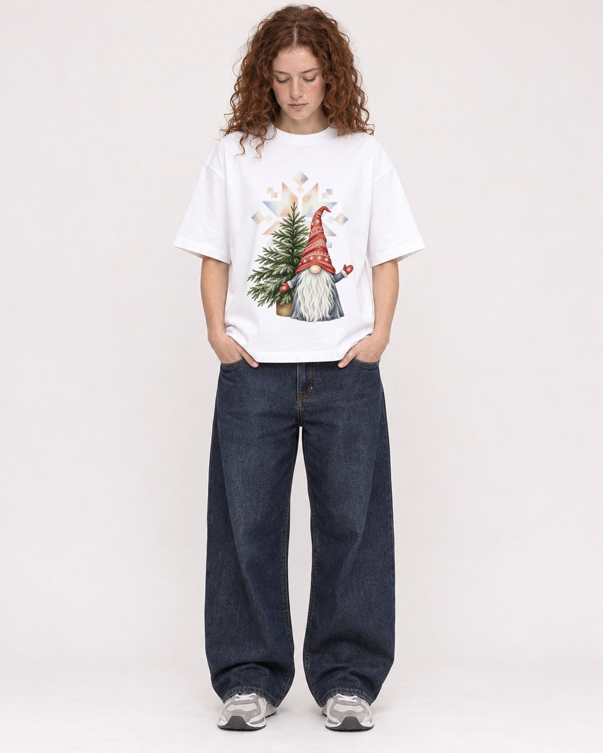 Mockup Boxy Heavyweight Tee White female full-body 09