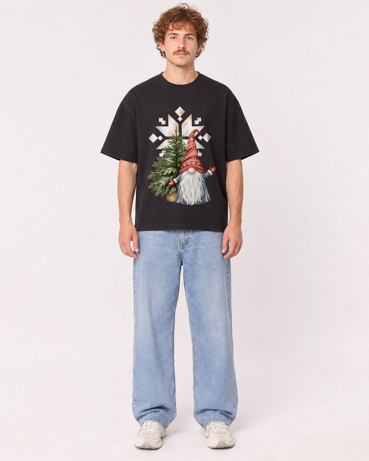 Mockup Boxy Heavyweight Tee Black male full-body 09