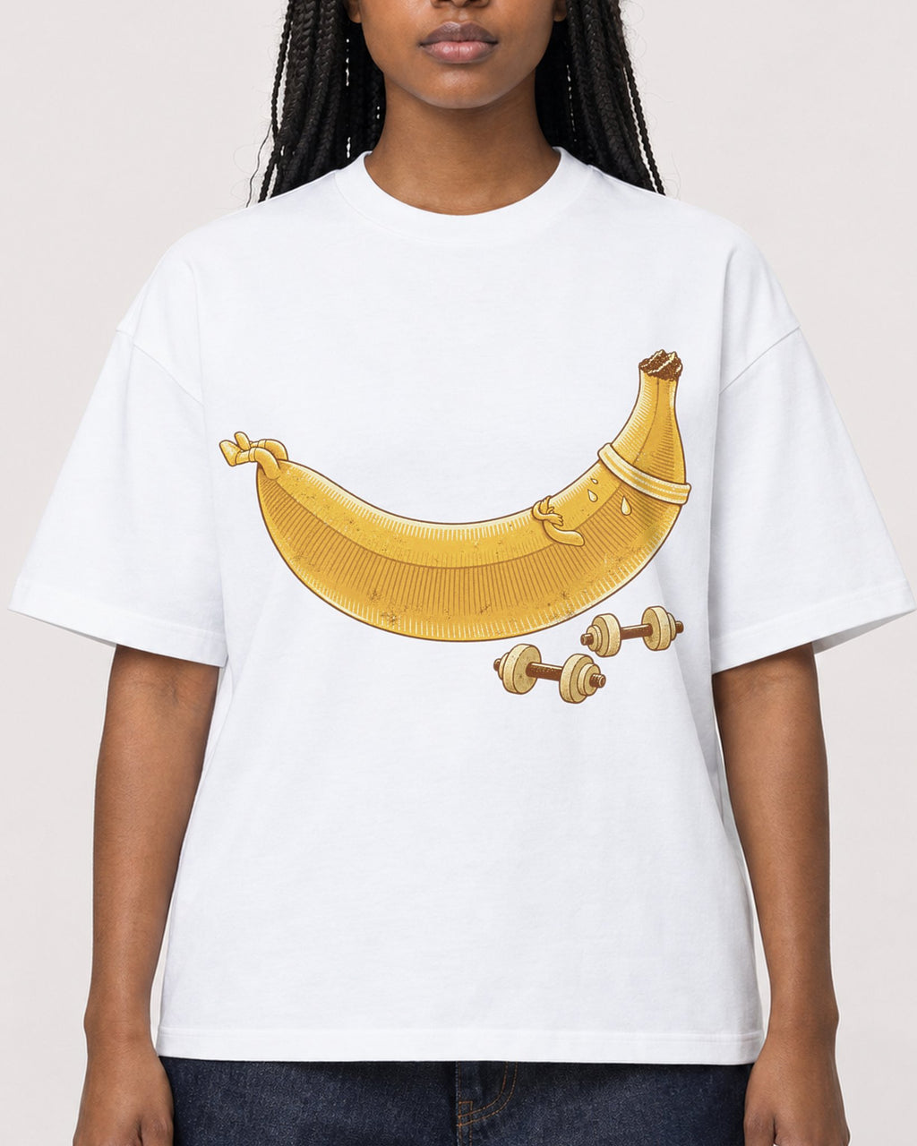 Mockup Boxy Heavyweight Tee White female close-up 04