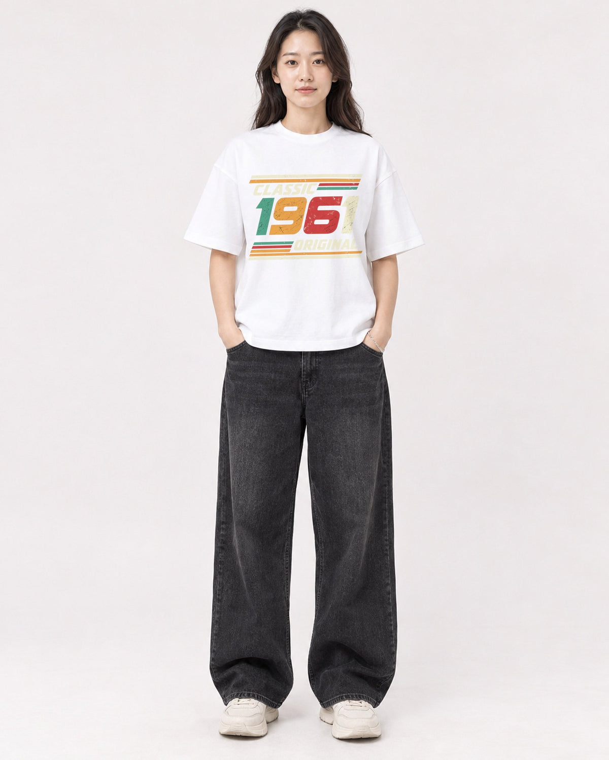 Mockup Boxy Heavyweight Tee White female full-body 03