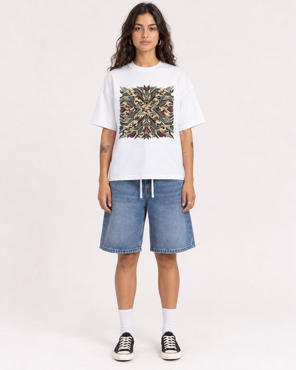 Mockup Boxy Heavyweight Tee White female full-body 06