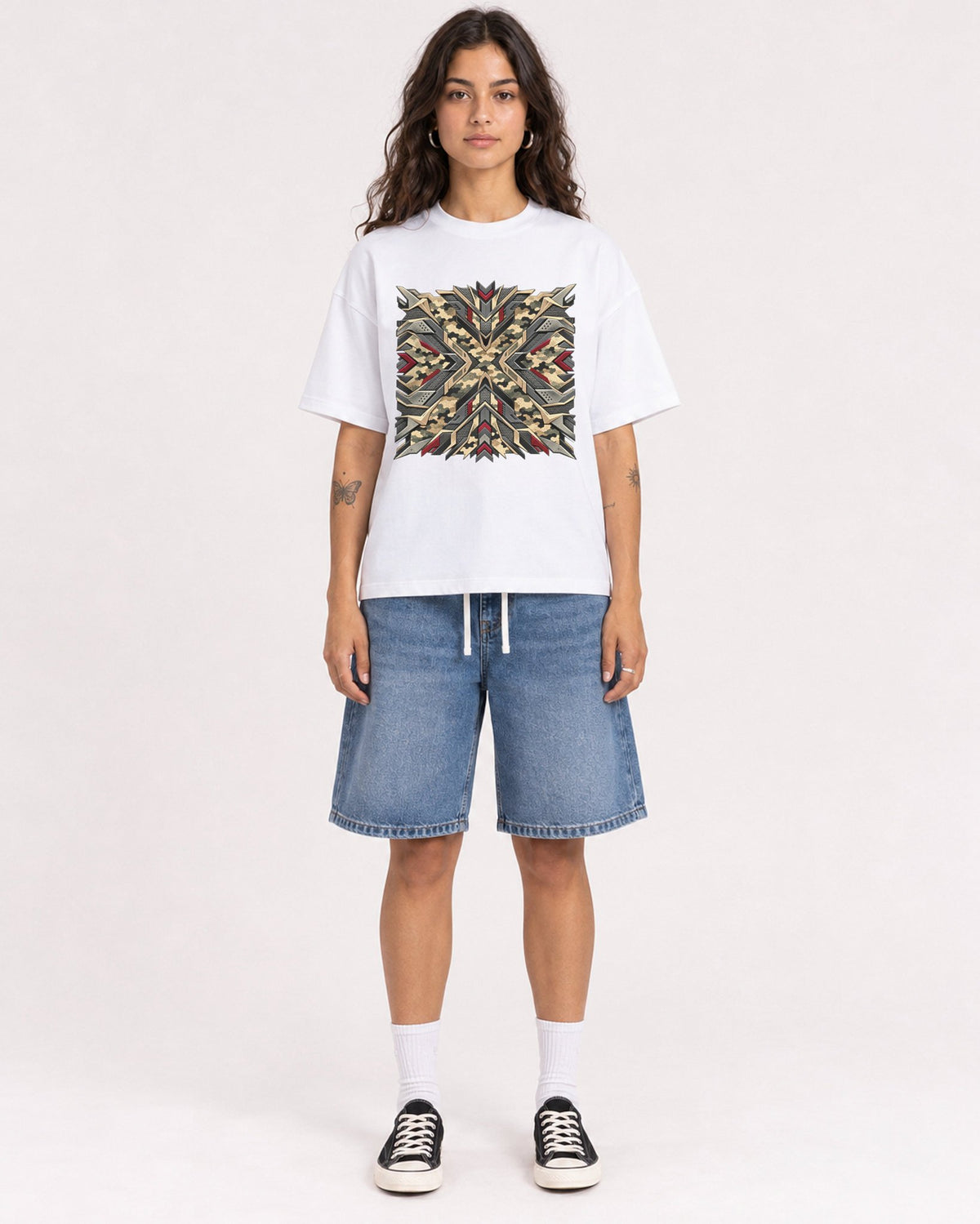 Mockup Boxy Heavyweight Tee White female full-body 06
