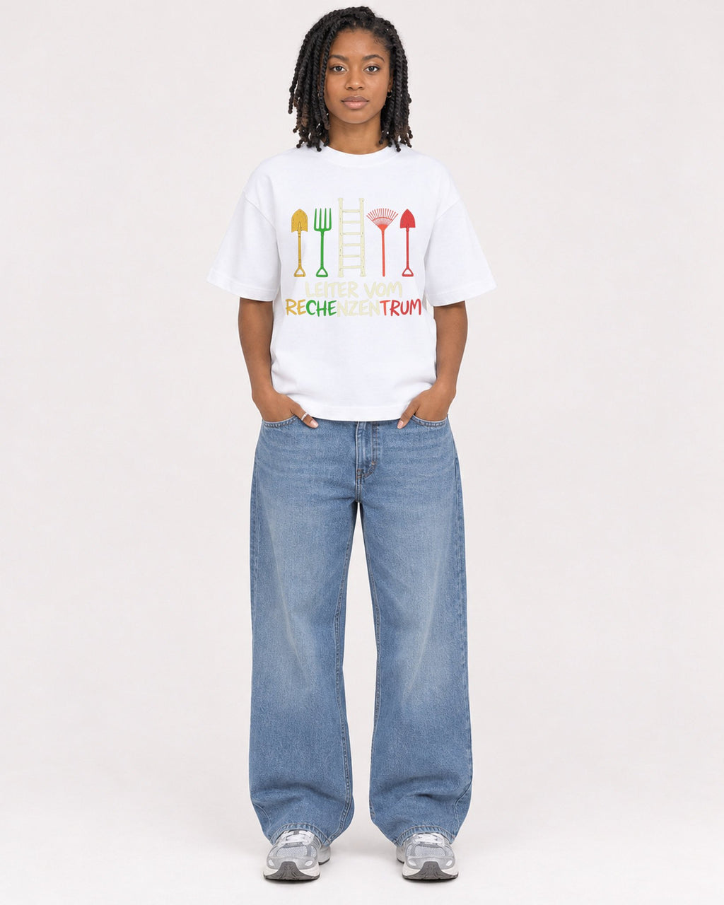 Mockup Boxy Heavyweight Tee White female full-body 15