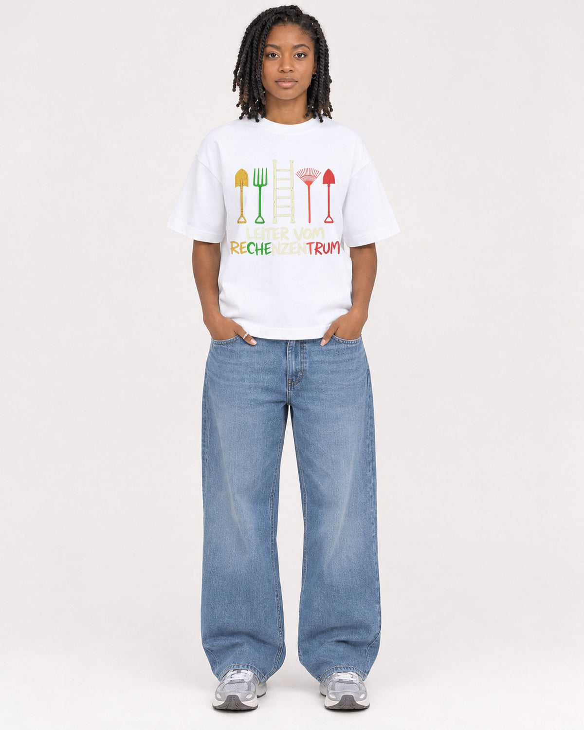 Mockup Boxy Heavyweight Tee White female full-body 15