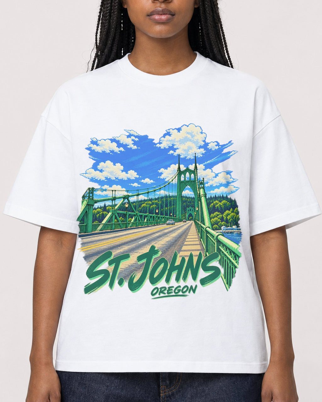 Mockup Boxy Heavyweight Tee White female close-up 04