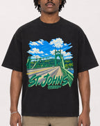 Mockup Boxy Heavyweight Tee Black male close-up 04