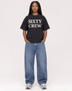 Mockup Boxy Heavyweight Tee Black female full-body 04