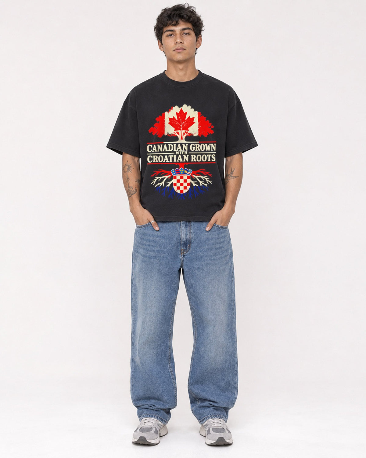 Mockup Boxy Heavyweight Tee Black male full-body 06