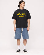 Mockup Boxy Heavyweight Tee Black male full-body 43