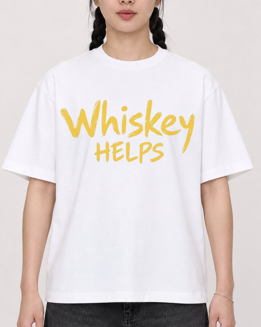 Mockup Boxy Heavyweight Tee White female close-up 43
