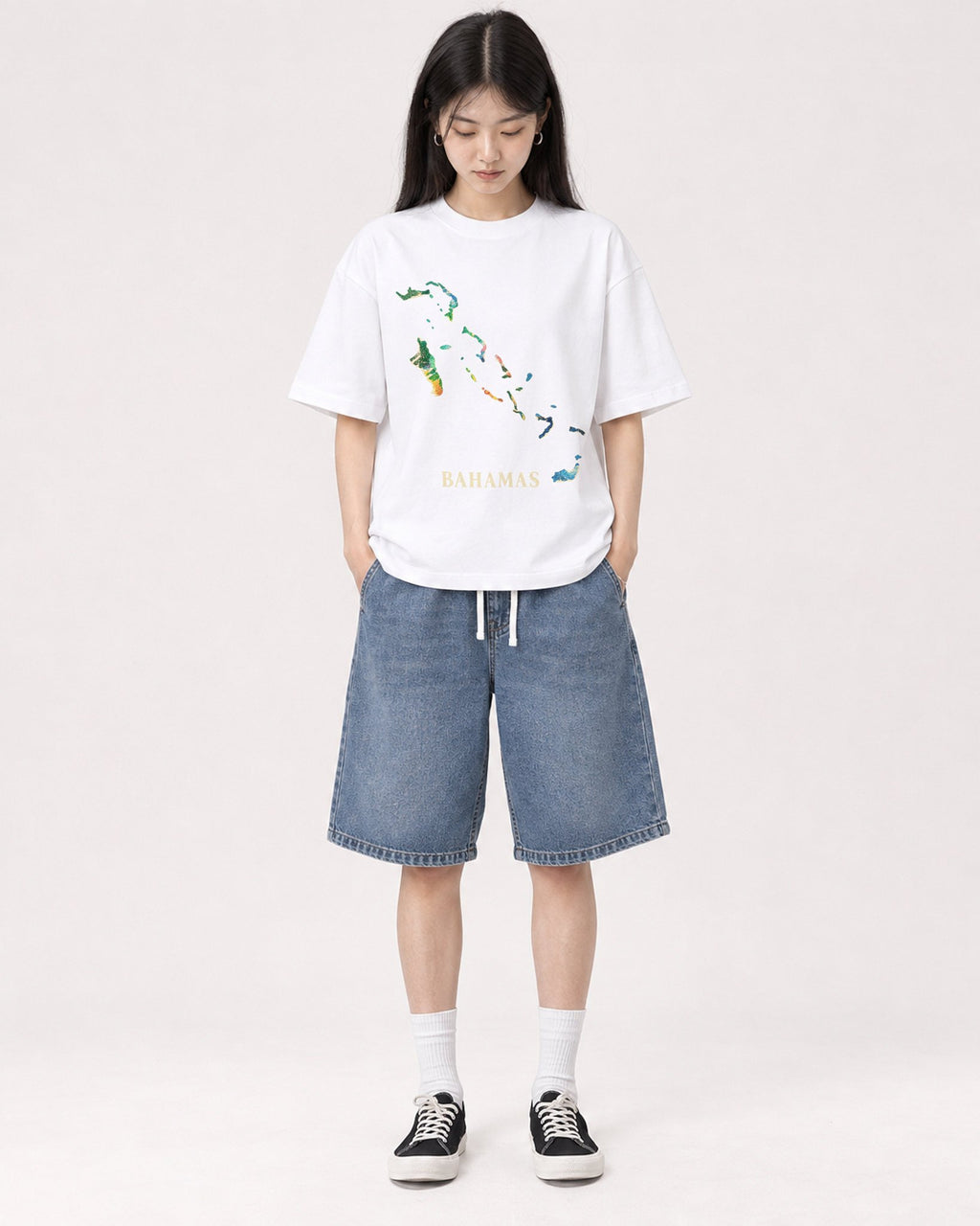 Mockup Boxy Heavyweight Tee White female full-body 01