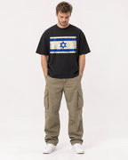 Mockup Boxy Heavyweight Tee Black male full-body 08