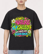 Mockup Boxy Heavyweight Tee Black male close-up 01