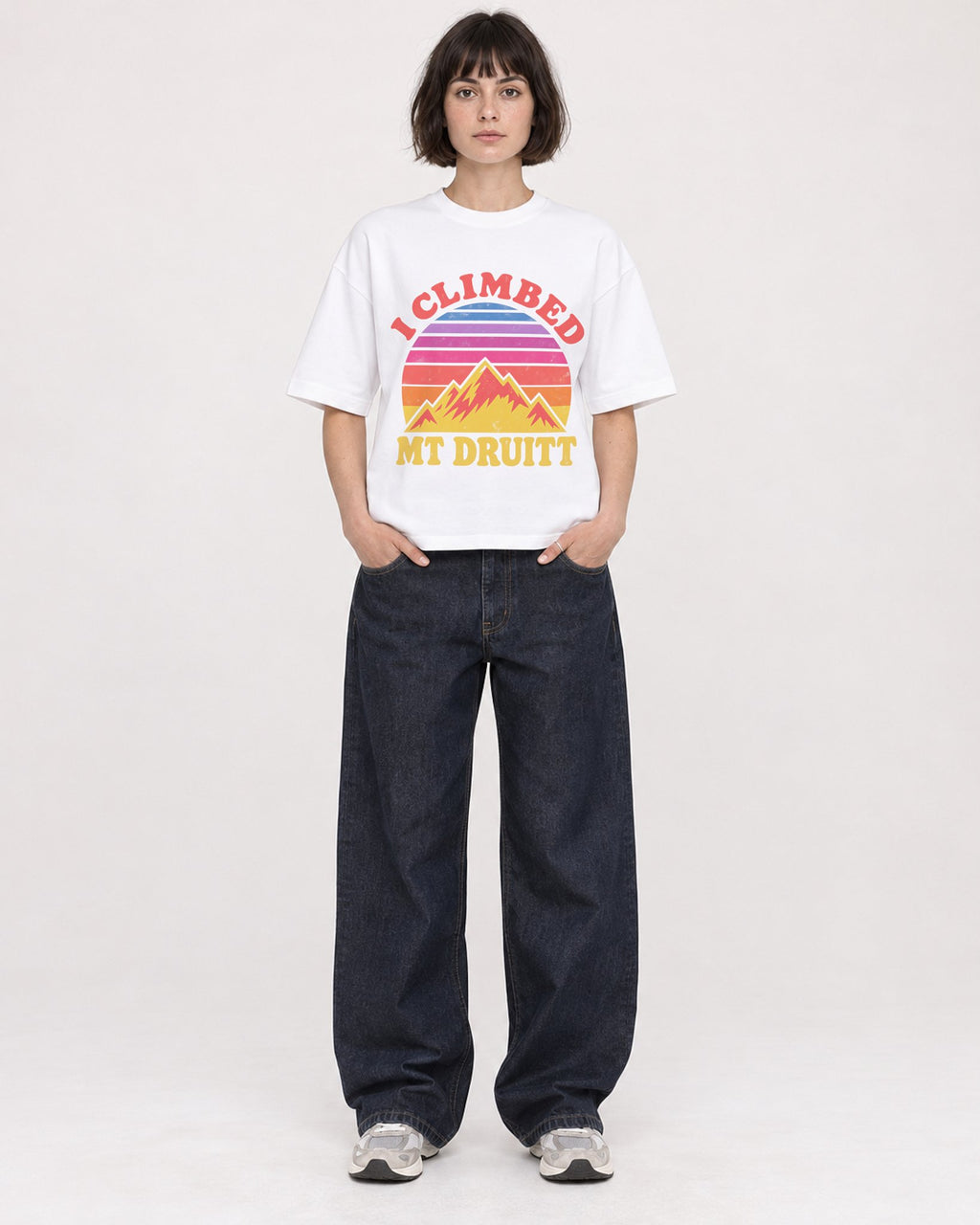 Mockup Boxy Heavyweight Tee White female full-body 39