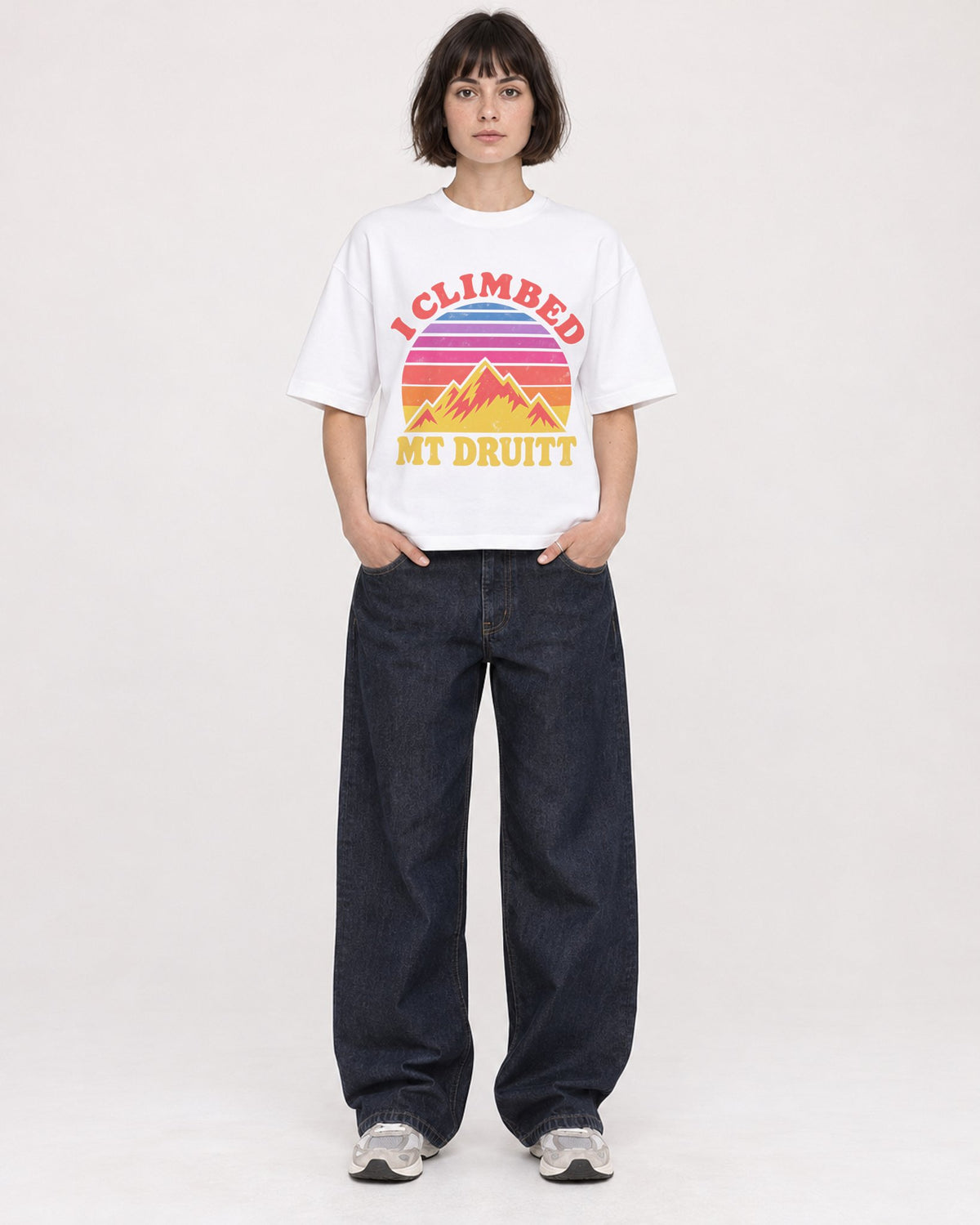 Mockup Boxy Heavyweight Tee White female full-body 39