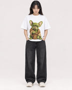Mockup Boxy Heavyweight Tee White female full-body 13