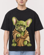 Mockup Boxy Heavyweight Tee Black male close-up 13