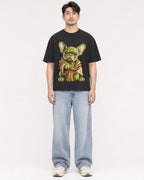 Mockup Boxy Heavyweight Tee Black male full-body 13