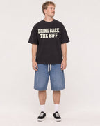 Mockup Boxy Heavyweight Tee Black male full-body 19