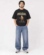 Mockup Boxy Heavyweight Tee Black male full-body 22