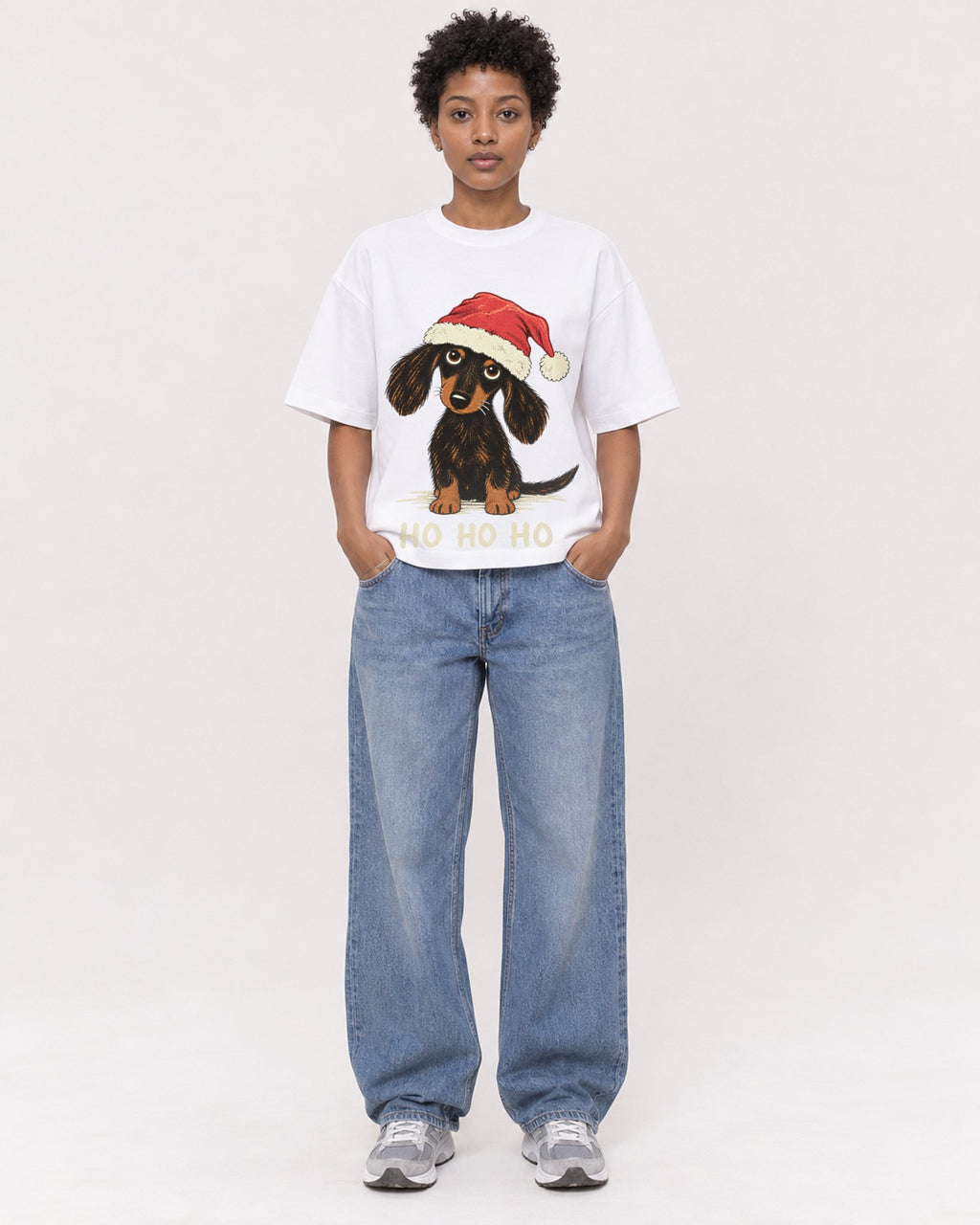 Mockup Boxy Heavyweight Tee White female full-body 35