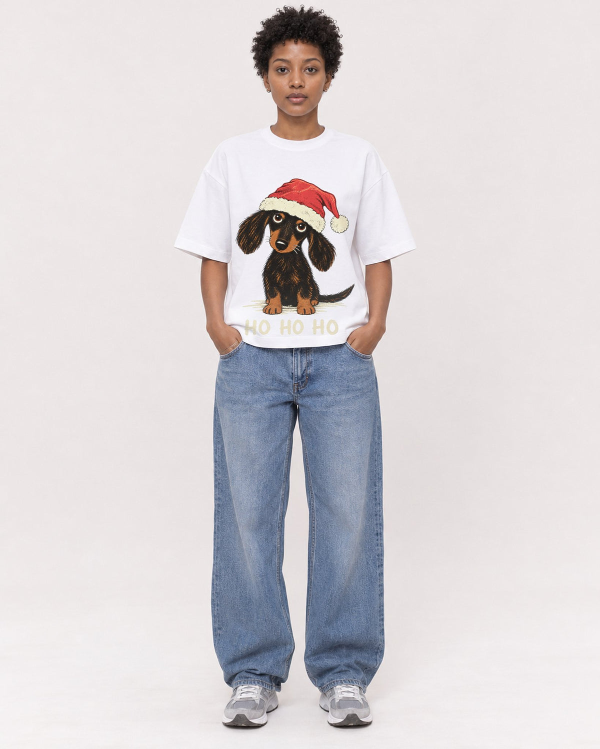 Mockup Boxy Heavyweight Tee White female full-body 35