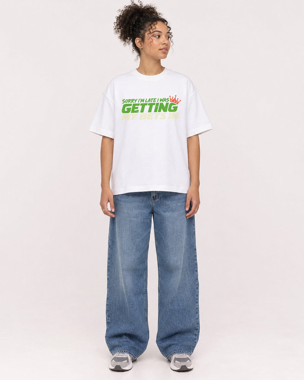 Mockup Boxy Heavyweight Tee White female full-body 20