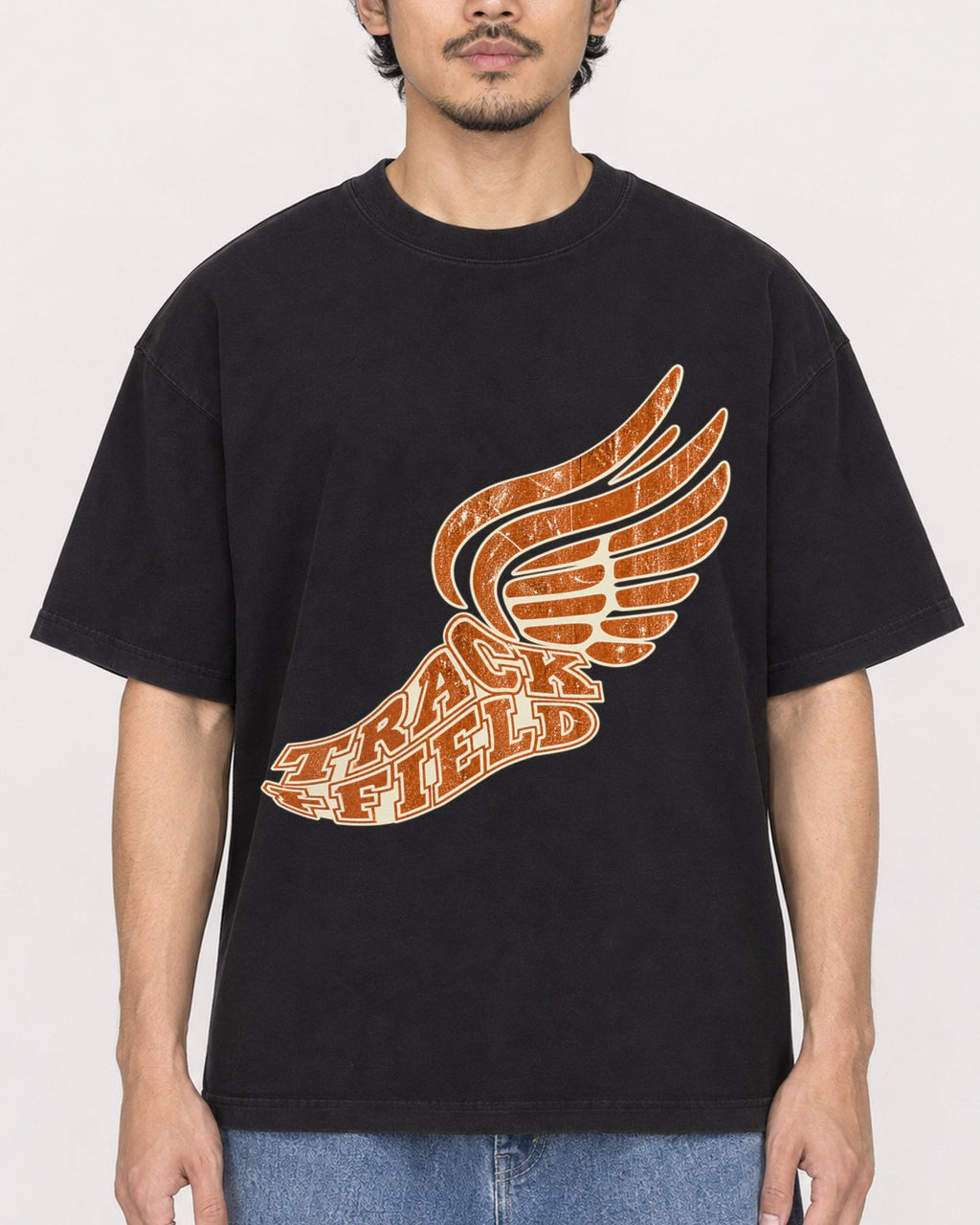Mockup Boxy Heavyweight Tee Black male close-up 02