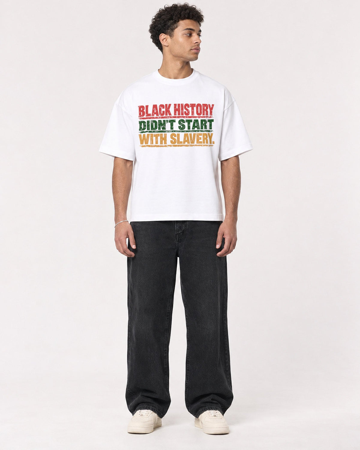 Mockup Boxy Heavyweight Tee White male full-body 10
