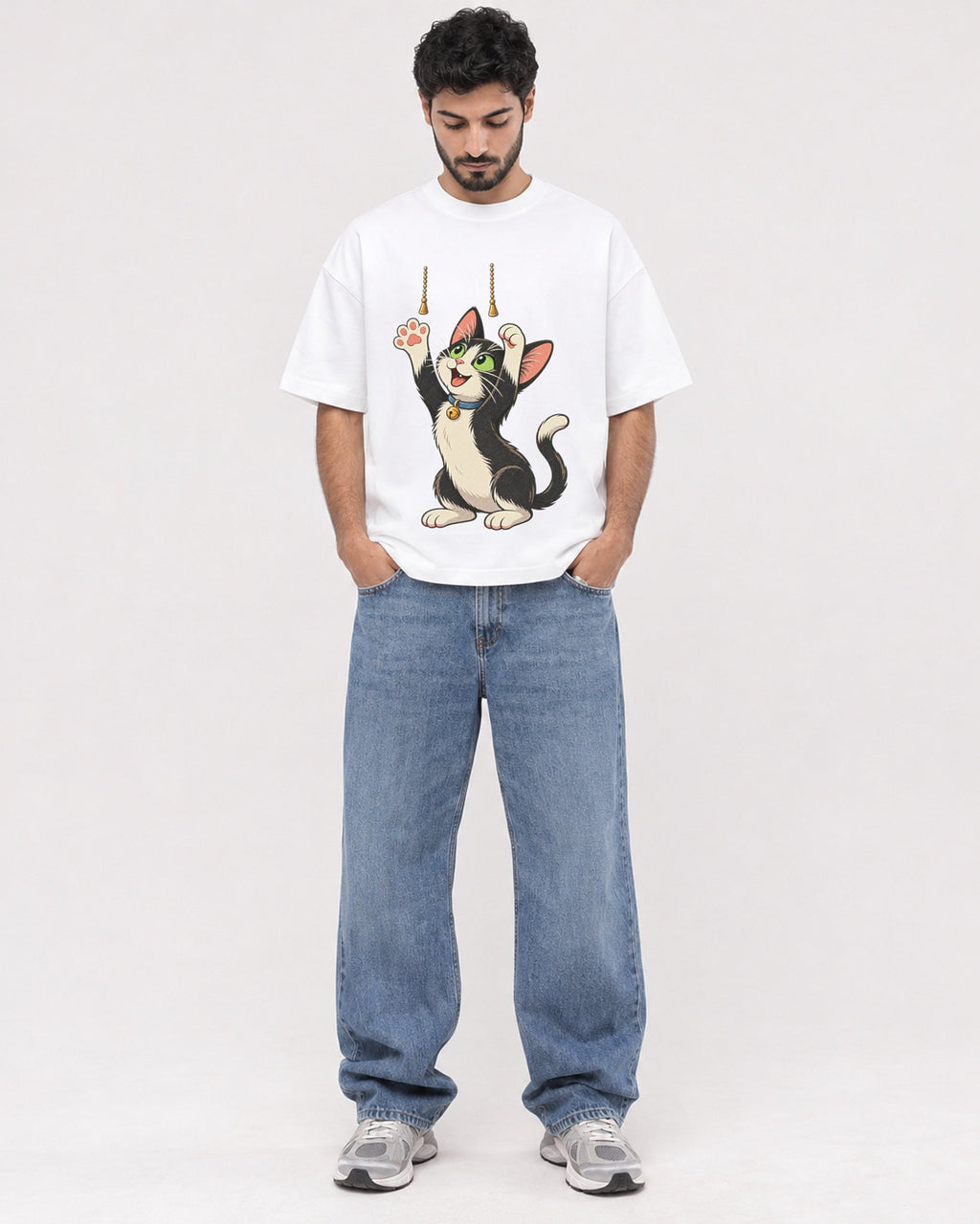 Mockup Boxy Heavyweight Tee White male full-body 07