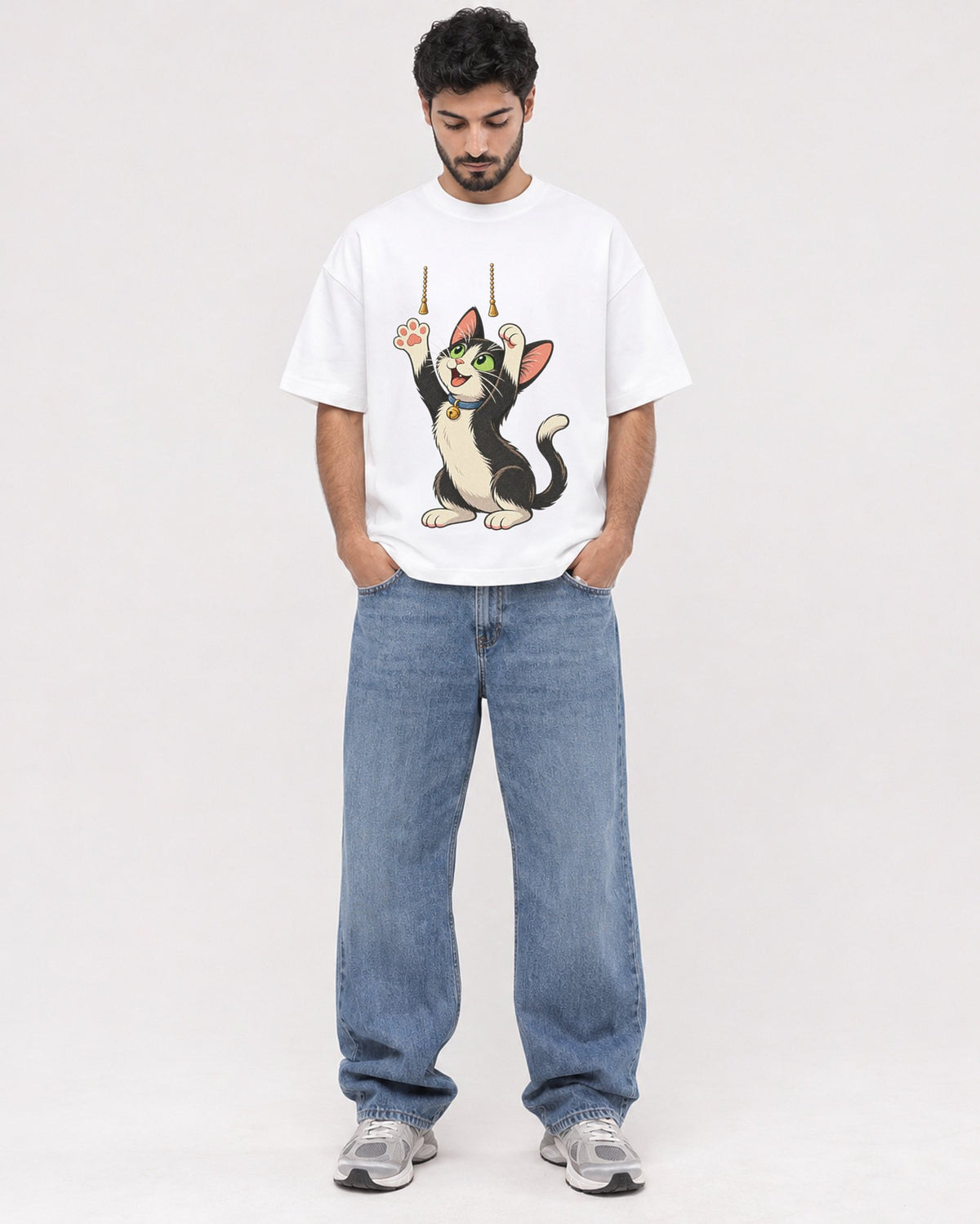 Mockup Boxy Heavyweight Tee White male full-body 07