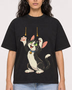 Mockup Boxy Heavyweight Tee Black female close-up 07