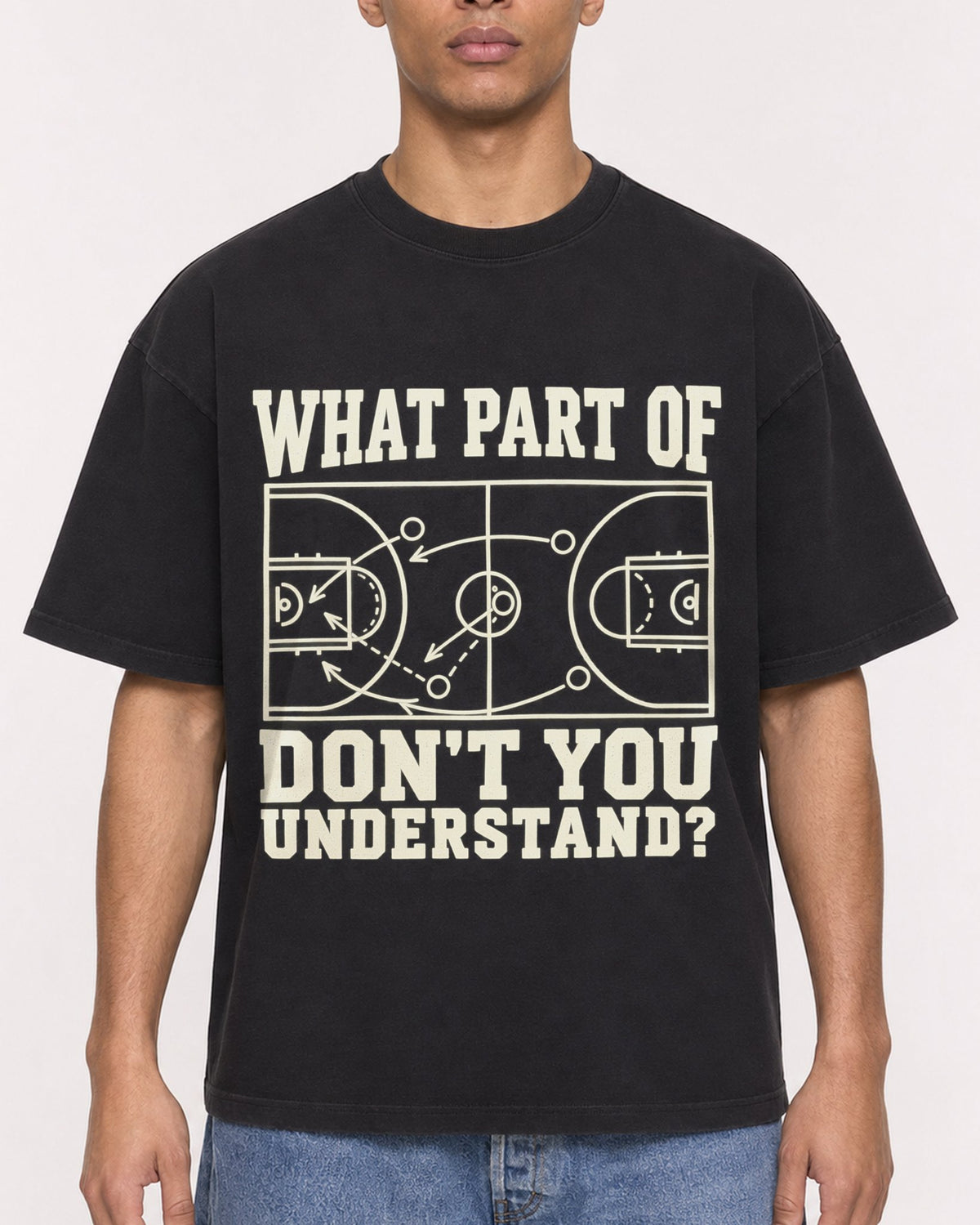 Mockup Boxy Heavyweight Tee Black male close-up 50
