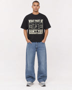 Mockup Boxy Heavyweight Tee Black male full-body 50