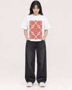 Mockup Boxy Heavyweight Tee White female full-body 13