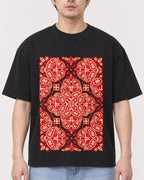 Mockup Boxy Heavyweight Tee Black male close-up 13
