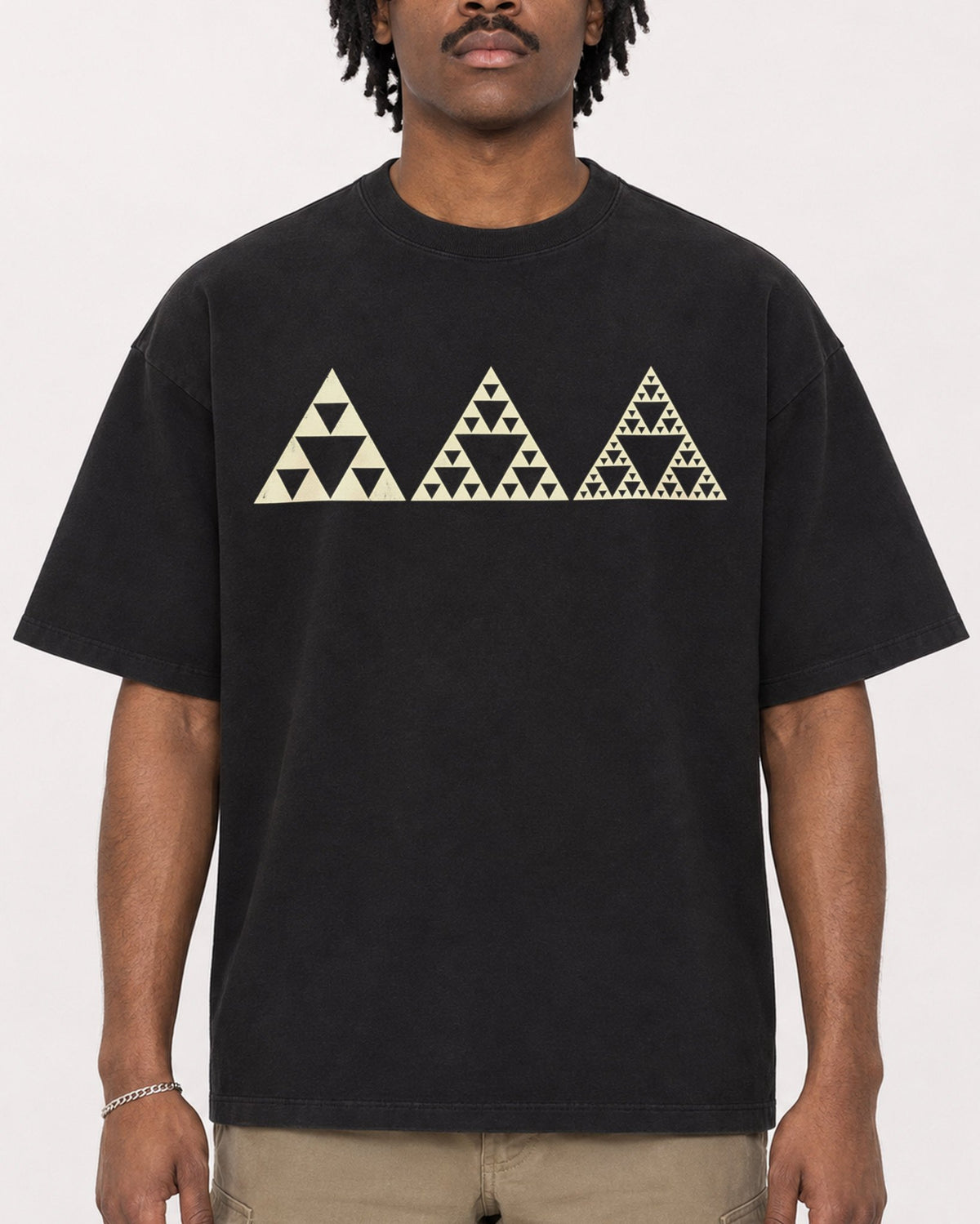 Mockup Boxy Heavyweight Tee Black male close-up 04