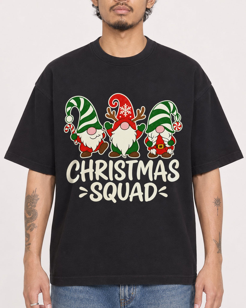 Mockup Boxy Heavyweight Tee Black male close-up 42