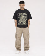 Mockup Boxy Heavyweight Tee Black male full-body 12