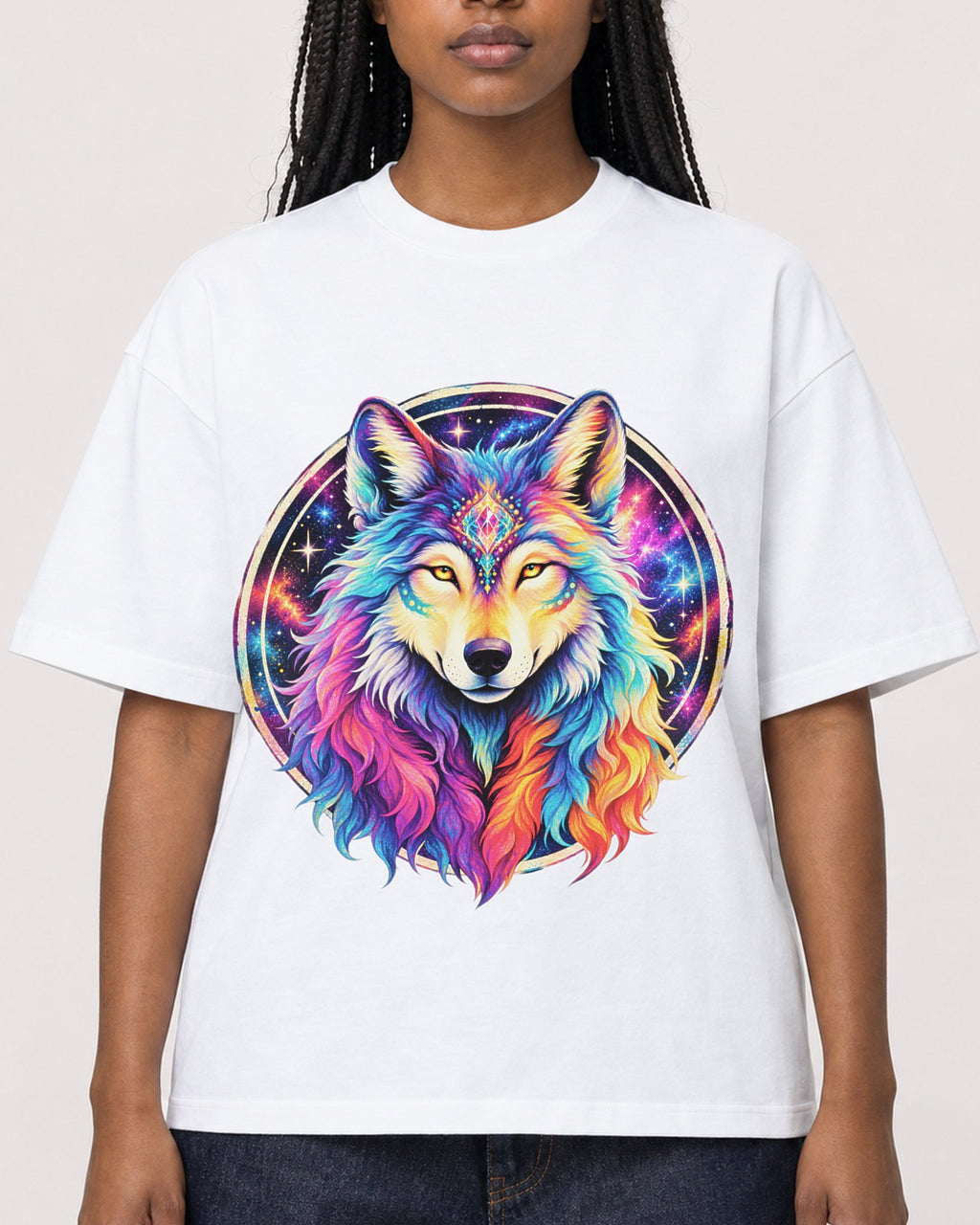 Mockup Boxy Heavyweight Tee White female close-up 04