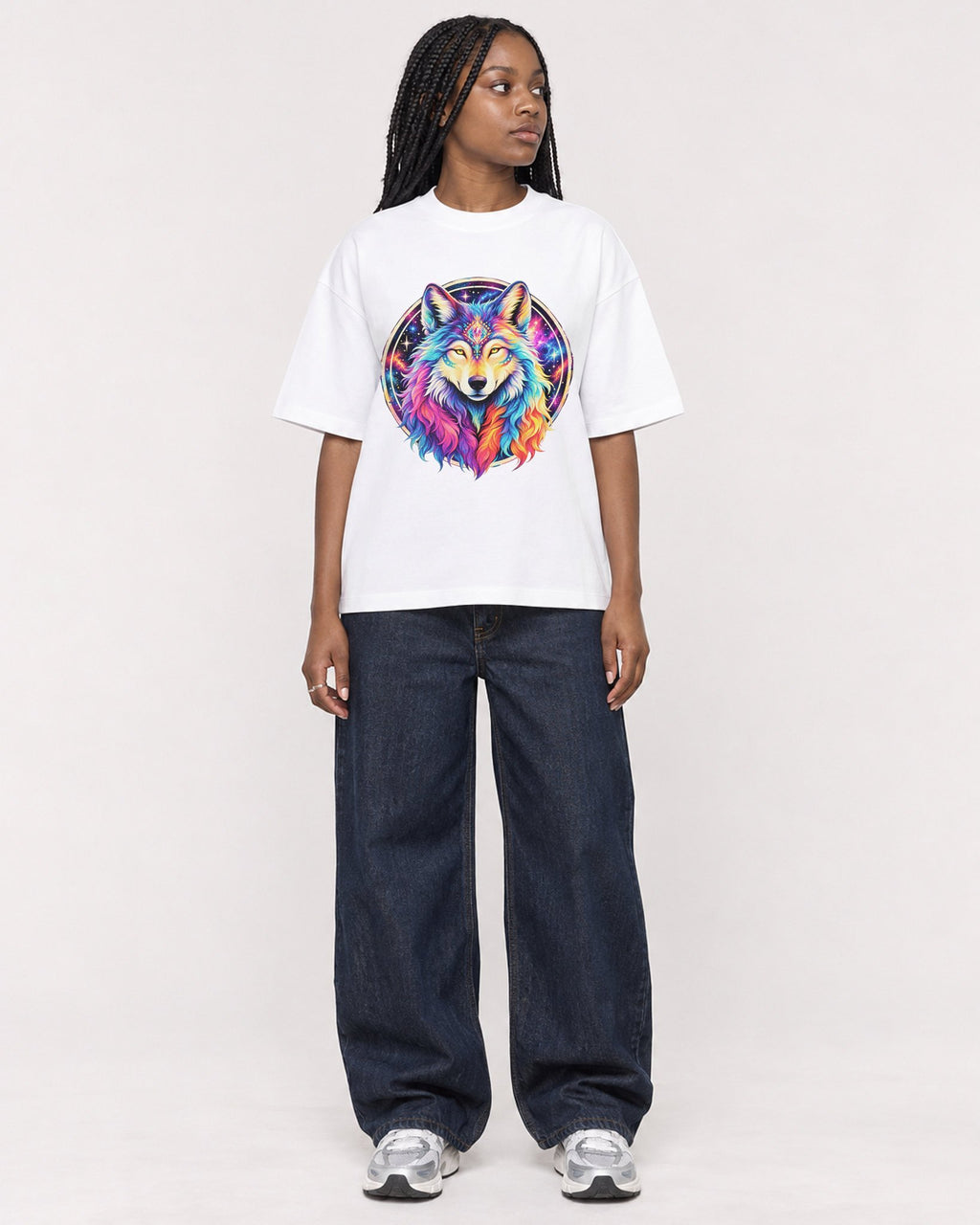 Mockup Boxy Heavyweight Tee White female full-body 04