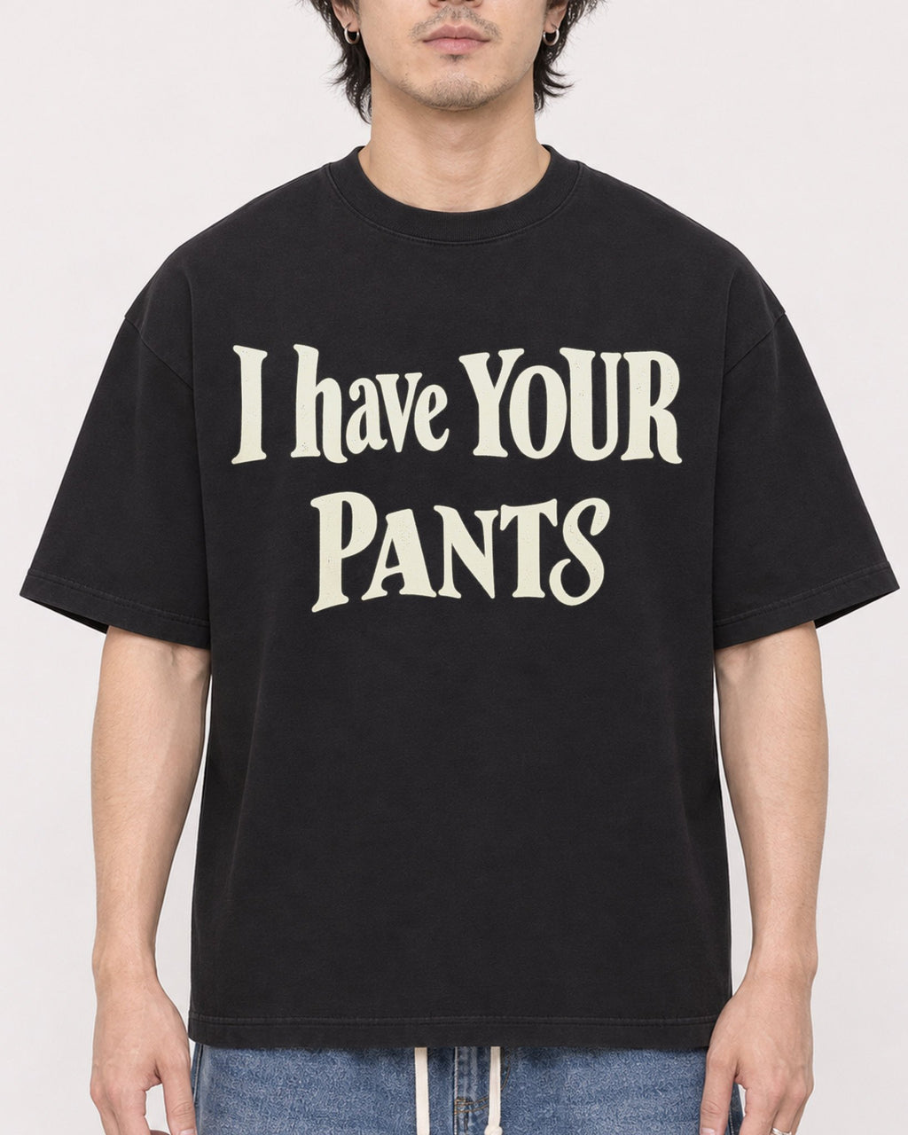 Mockup Boxy Heavyweight Tee Black male close-up 03