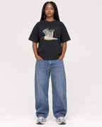 Mockup Boxy Heavyweight Tee Black female full-body 04