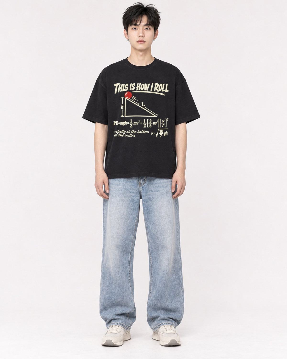 Mockup Boxy Heavyweight Tee Black male full-body 01