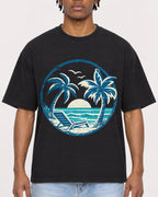 Mockup Boxy Heavyweight Tee Black male close-up 05