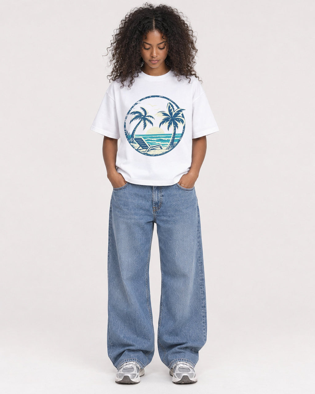 Mockup Boxy Heavyweight Tee White female full-body 05