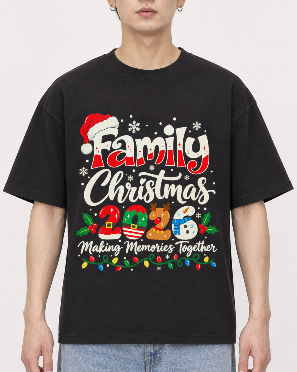 Mockup Boxy Heavyweight Tee Black male close-up 01