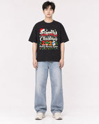 Mockup Boxy Heavyweight Tee Black male full-body 01