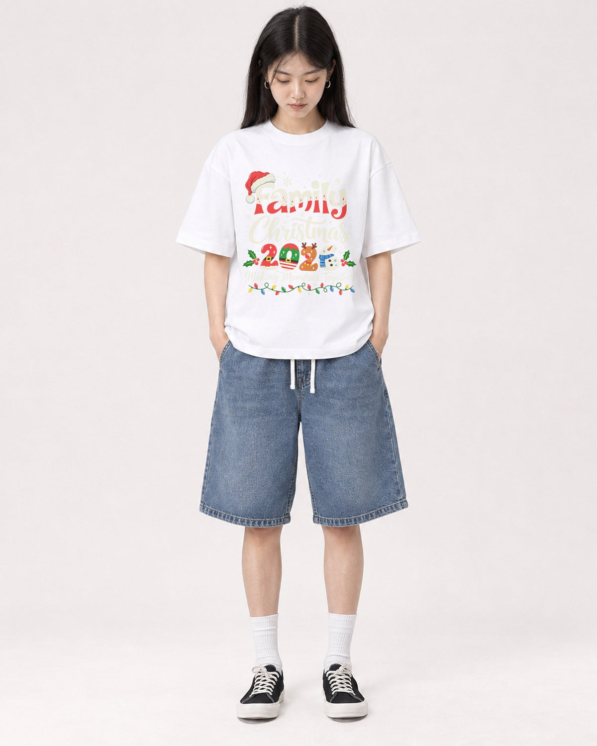 Mockup Boxy Heavyweight Tee White female full-body 01